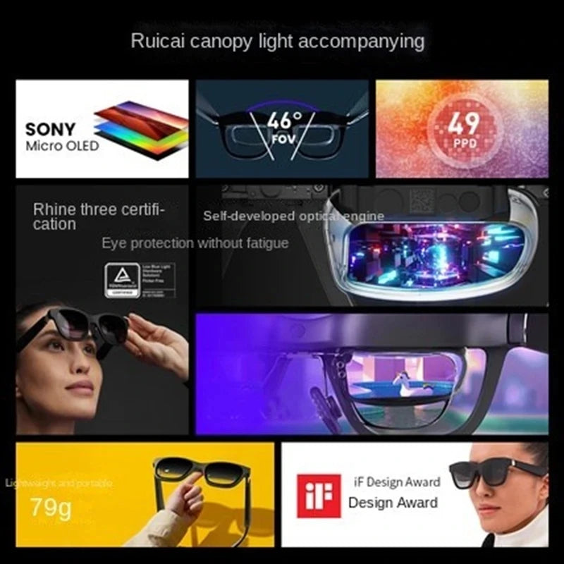 XREAL Air AR Glasses Smart Glasses with Massive 201" Micro-OLED Virtual Theater, Augmented Reality Glasses, Watch, Stream