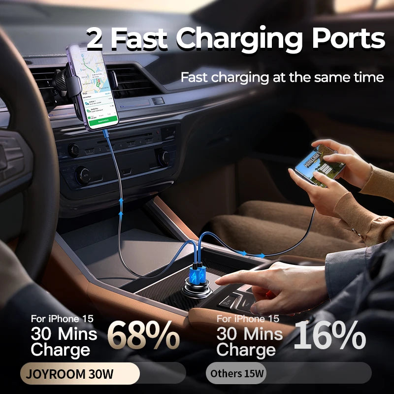 Joyroom 30W USB C Car Charger Adapter PD QC3.0 Mini & Metal USB Charger Fast Charging Phone Charger for iPhone Samsung Galaxy