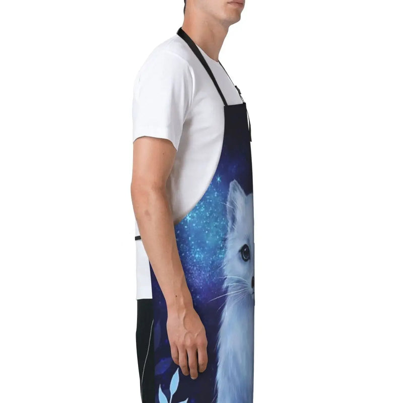 Winter Fox Waterproof Kitchen Apron For Women/Men With Pockets Work Restaurant Shop Waiter Work Uniform