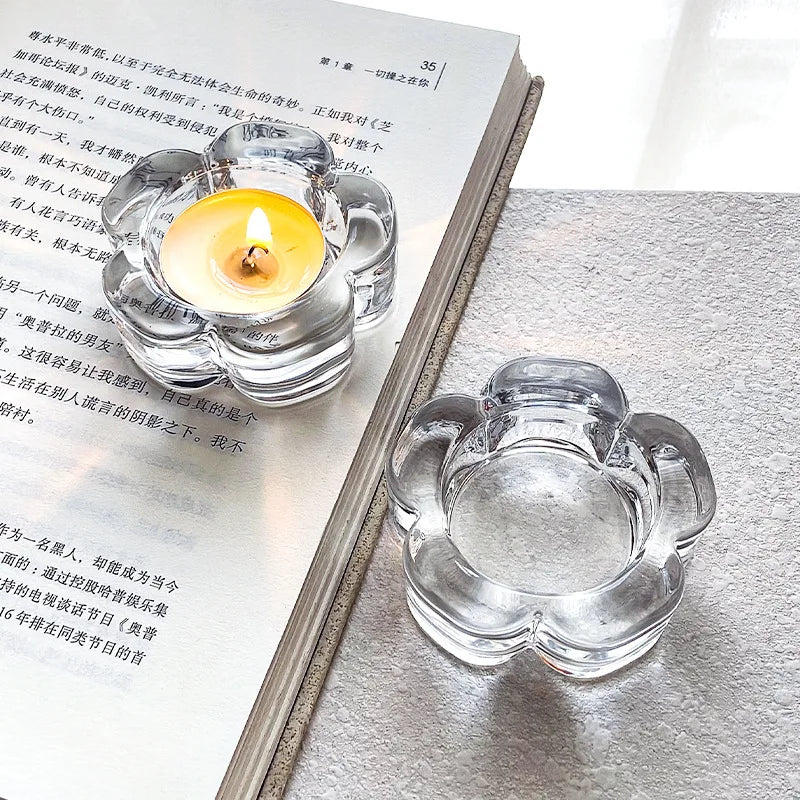 European Small Glass Candle Holder Night Tea Light Bar Home Candlesticks Creative Decor