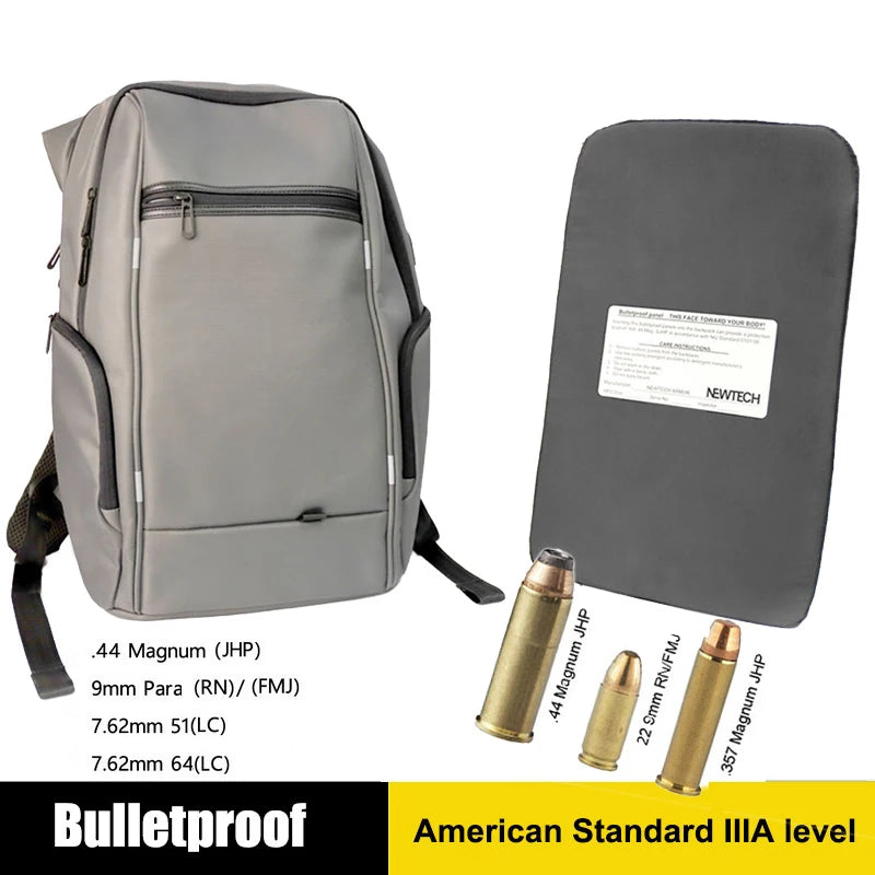 New US NIJ IIIA 3A Ballistic Bulletproof Backpack for Adult Student .44 Mag 9mm Anti-Bullet Safety Body Protection School Bags