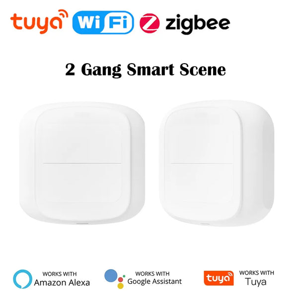 Tuya Smart WiFi/Zigbee Switch Push Button Switch 2Gang 6 Scene Wireless Smart Home Remote Controller Automation Scenario Switch