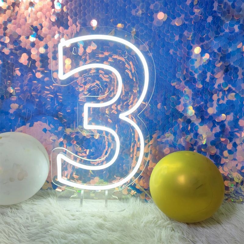 40cm 0-9 Wedding Numbers Neon Lights Sign Birthday Home Decor Room Decoration Night Lights Bedroom Neon Lamps Led Luminous Signs