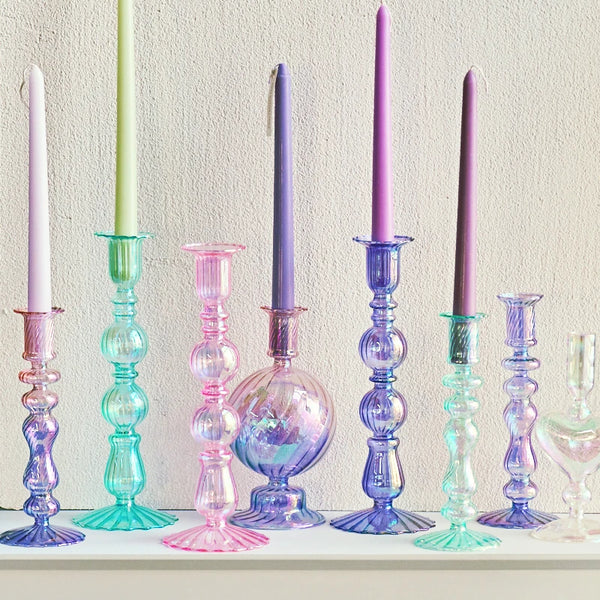 Floriddle Retro Candlesticks Taper Candle Holders Tall Candlesticks Decoration Party Glass Vase Home Decor Wedding Decoration