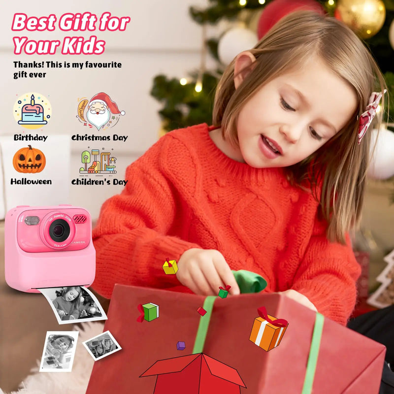 Kids Camera Thermal Instant Print Camera 1080P Children Digital Video Camera With 32G For Girls Boys Christmas Birthday Gifts