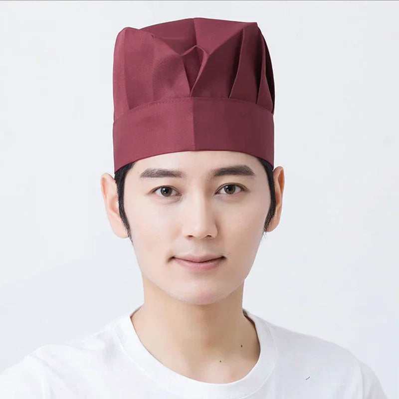 Men Kitchen Elastic Cap Hotel Restaurant Kitchen Chef High Hats Catering Serve Bakery Cake Shop Breathable Cook Medium Hat