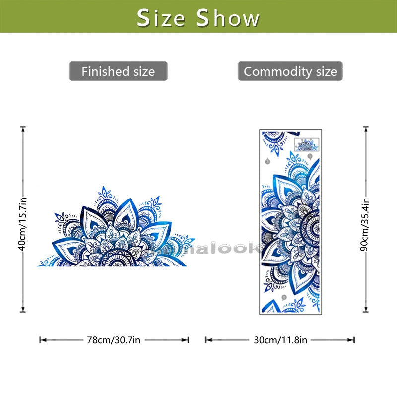 New Blue Mandala Flower Wall Sticker Living Room Bedroom Self-adhesive Removable PVC Decorative Wallpaper For Wall Waterproof