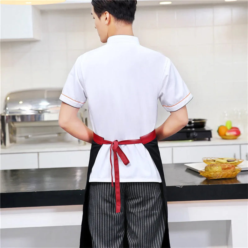 Short Sleeve Restaurant Chef Kitchen Work Uniforms Double Breasted Sushi Bakery Cafe Waiter Catering Service Jackets or Aprons