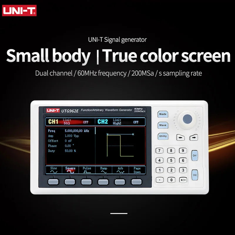 UNI-T UTG932E UTG962E Function Arbitrary Waveform Generator Signal Source Dual Channel 200MS/s 14bits Frequency Meter 60Mhz