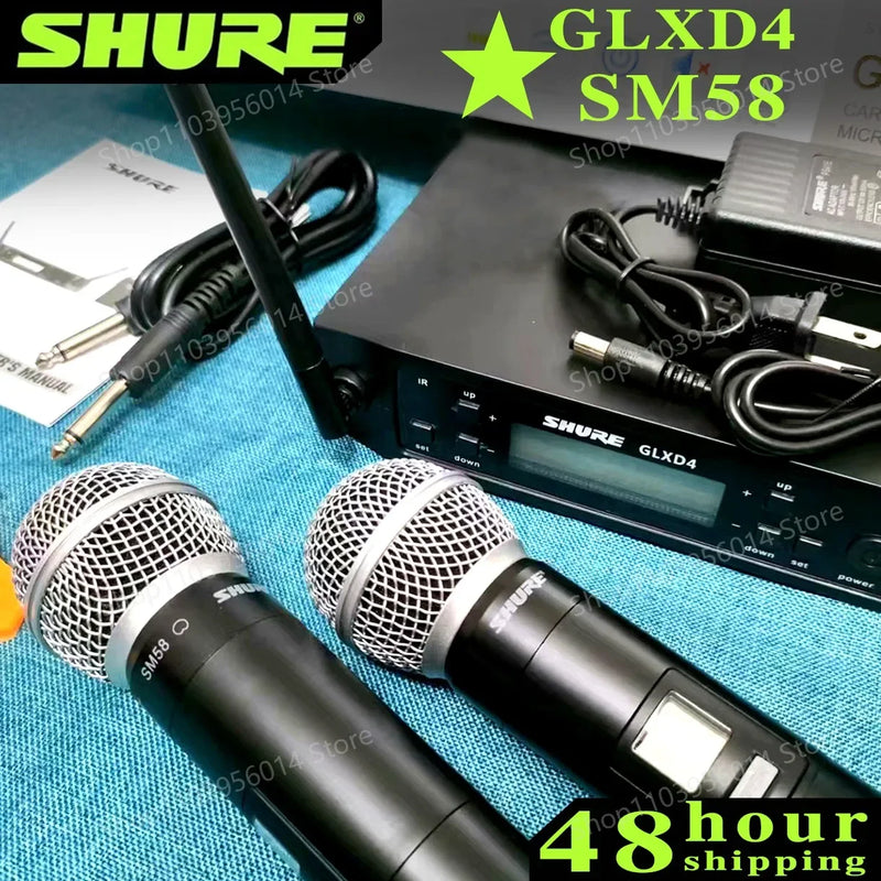 Shure GLXD4 SM58 Wireless 2 Handheld Microphone UHF Dynamic Professional Party Stage Karaoke Microphone GLXD4 SM58 Wireless Mic