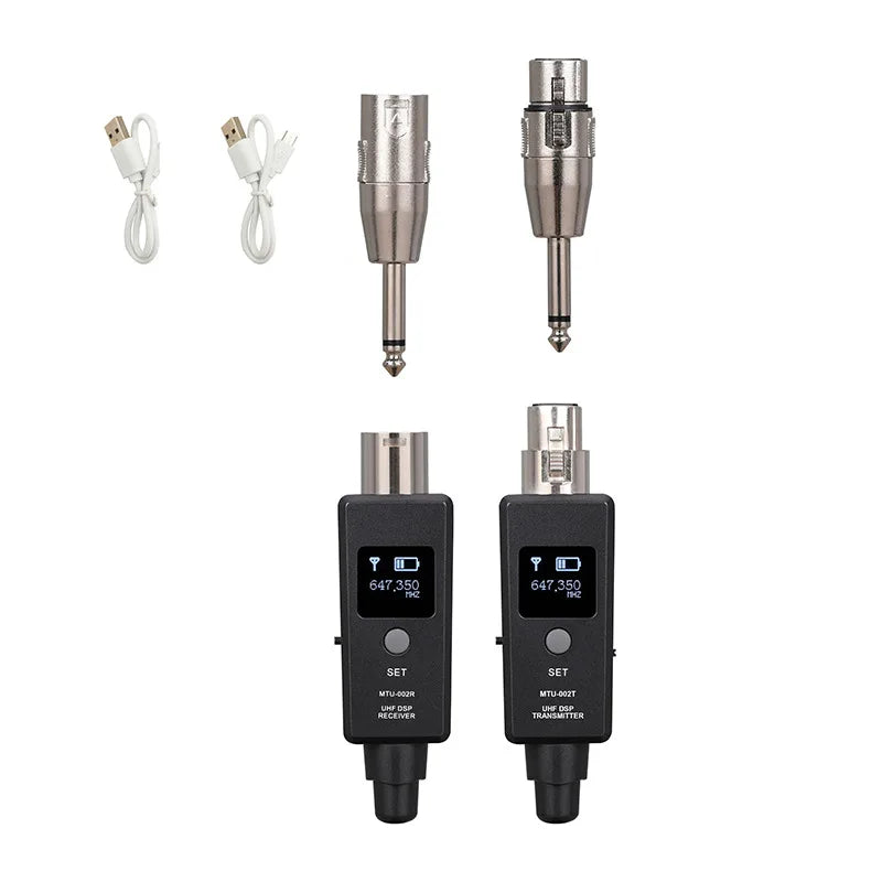 Guitar XLR Transmitter & Receiver Receiving Transmission UHF Wireless Microphone Converter  For Dynamic Microphone