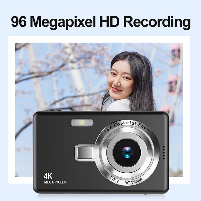 HD 1080P Portable Vlogging Camera 16X Zoom Autofocus Vlogging Camera Anti-Shake 2.4 Inch IPS Screen for Kid Adult Photography