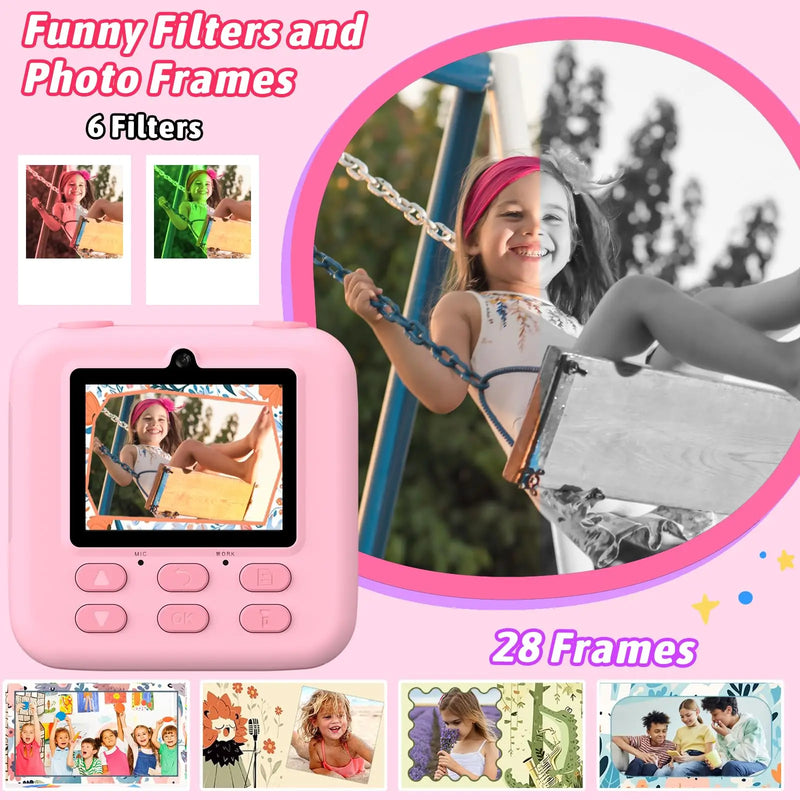 Kids Camera Thermal Instant Print Camera 1080P Children Digital Video Camera With 32G For Girls Boys Christmas Birthday Gifts