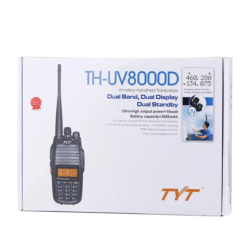 self-driving travel walkie talkie  TYT TH-UV8000D 10W 3600mAh Handheld Radio, Dual Band 136-174/400-520MHz Walkie Talkie