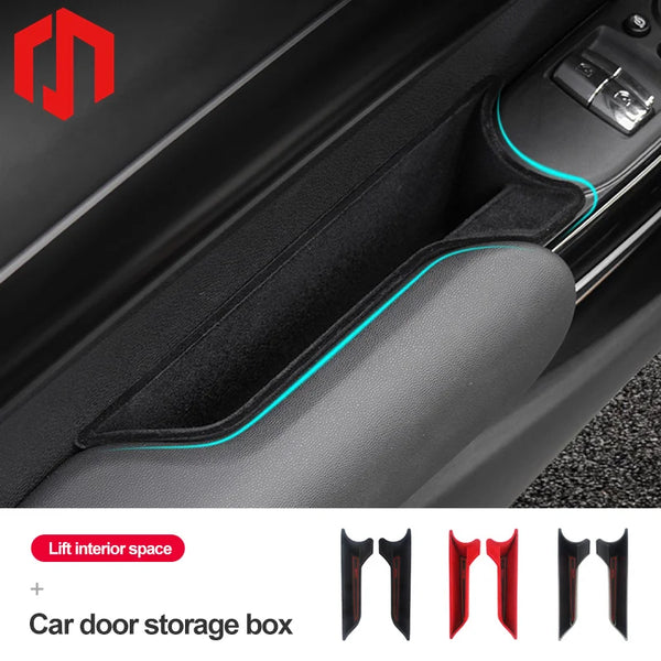 Flocking Car Door Armrest Storage Box Stick Shell for BMW Mini F55 F56 F57 Cooper ABS Phone Wallet Car Storage Slot Decoration