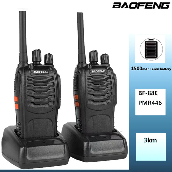 Baofeng 5W 2Pcs/Pack BF-88E PMR446MHz Wireless 1500mAh Battery Capacity Handheld Walkie Talkie with Headset and Charger