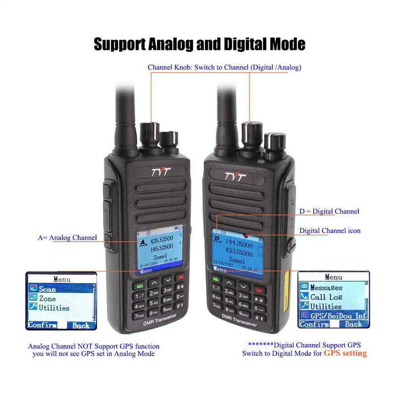 TYT MD-UV380/UV390 5-Watt IP67 Dual Band Digital Walkie Talkie, VHF/UHF DMR Radio Amateur (GPS option)