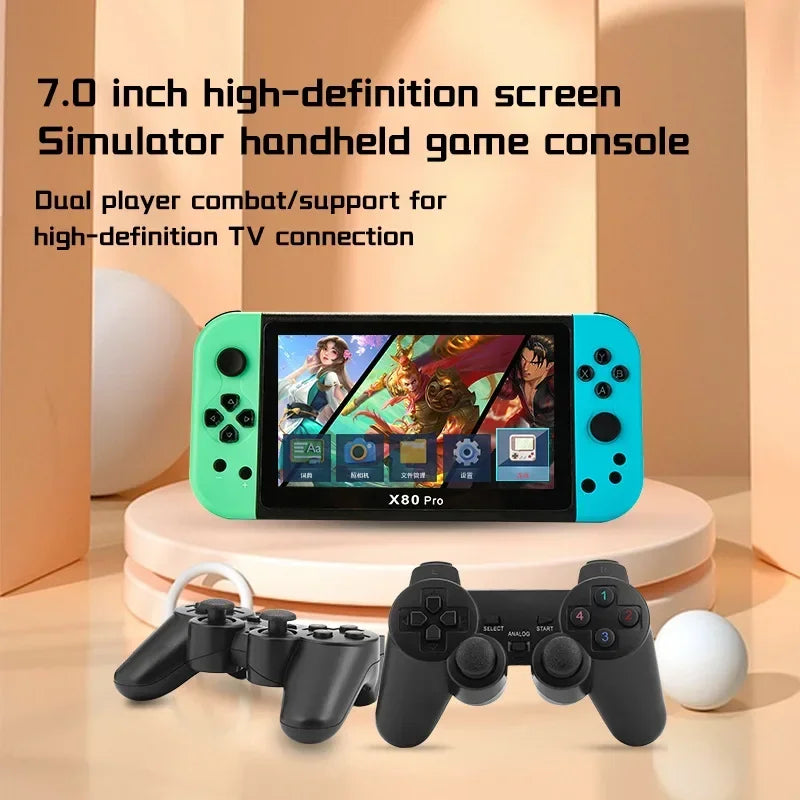 X80 Pro Handheld Game Console Psp Intelligent Retro Arcade Game Console Video Music Player 7-inch Display Portable Game Console