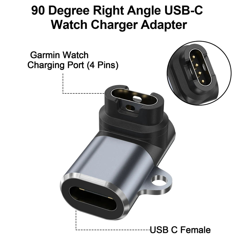 Type C Charger Adapter For Garmin Fenix 7 6 6X 5S 5X Plus/Instinct 2/Venu 2/Vivoactive 4 3/Forerunner 965 955 945 935 Converter