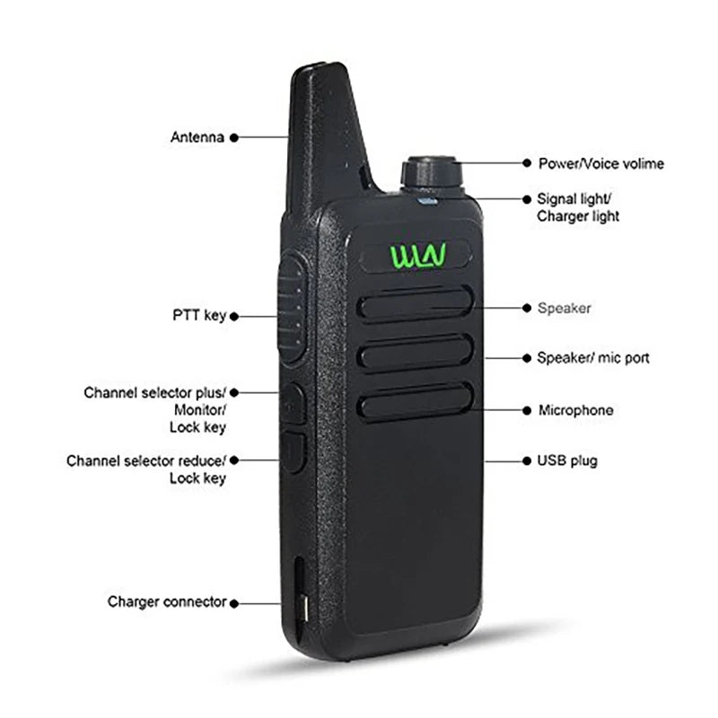 New WLN KD-C1 2/4PCS Mini Handy Portable  Walkie Talkie  UHF 400-470 Mhz KD-C1T  Ham Radio Type-C Charging Mi-Ni Walkie Talkie