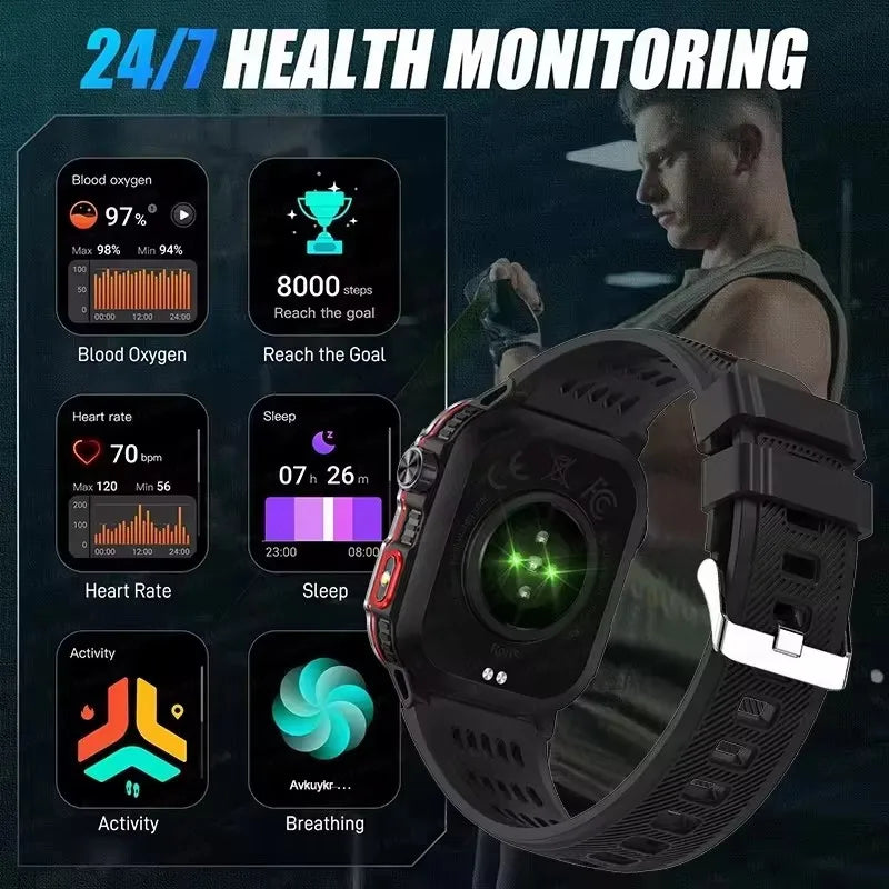 2024 New For Xiaomi Outdoor Military Smartwatch Men GPS Track Bluetooth Call 600Mah Battery Compass LED Lighting Men Smartwatch