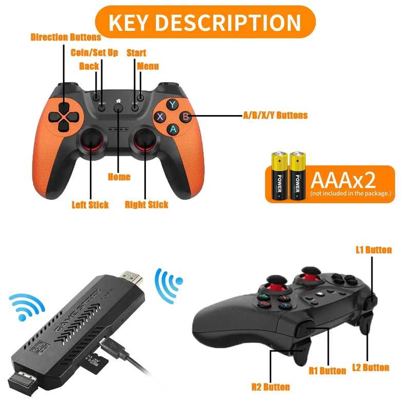 X2 Ultra Retro Game Stick Built-in 37000+ Games 40 Simulators Video Consoles 4K HD TV Handheld Game Player Wireless Game Console