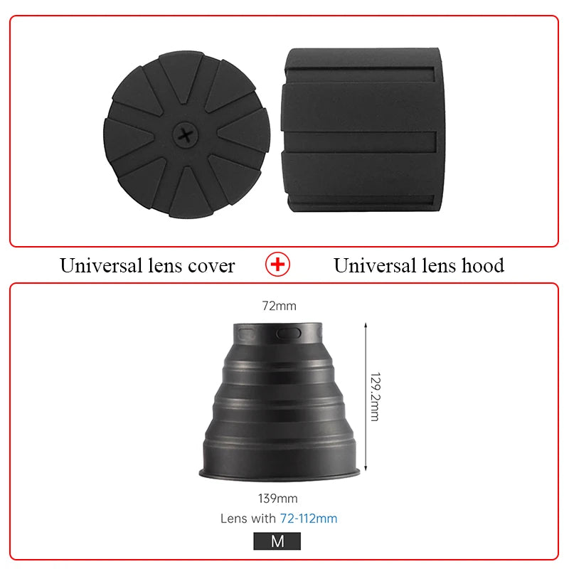 SLR Cameras Lens Hood Folding Silicone Lens Cover 53-112MM for Nikon Canon Sony DSLR