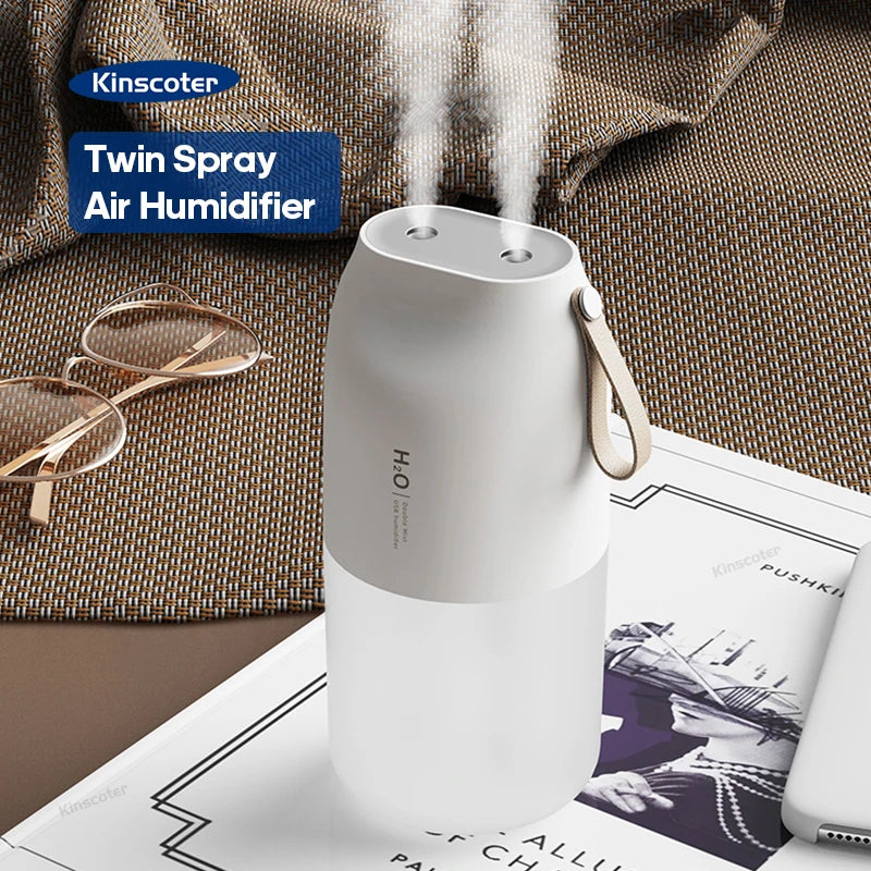 KINSCOTER Portable Double Mist Air Humidifier 300ml Cold Mist Diffuser 2000mAh Car Air Purifier USB Mini Air Freshener