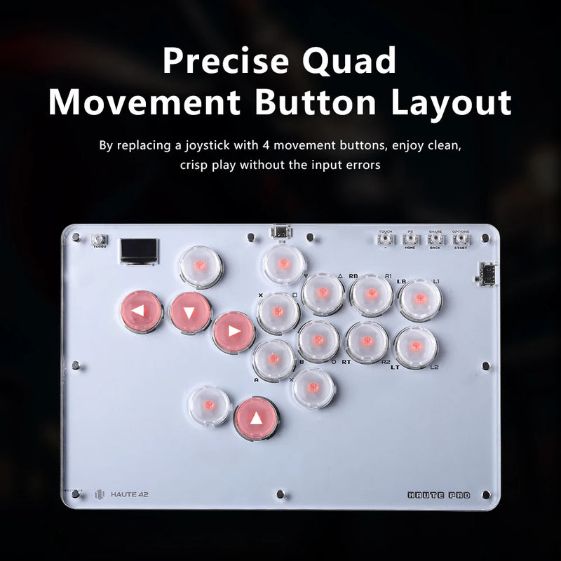 Haute42 Arcade Joystick Hitbox Leverless Controller Arcade Fighting Game Hitbox For PC /PS3/Ps4 /Switch Mini Arcade FightStick