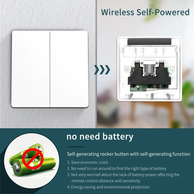 16A WiFi Smart Wireless Switch 433MHz Self Powered No Battery Needed Tuya Wall House Switches For Alexa Echo Google Home