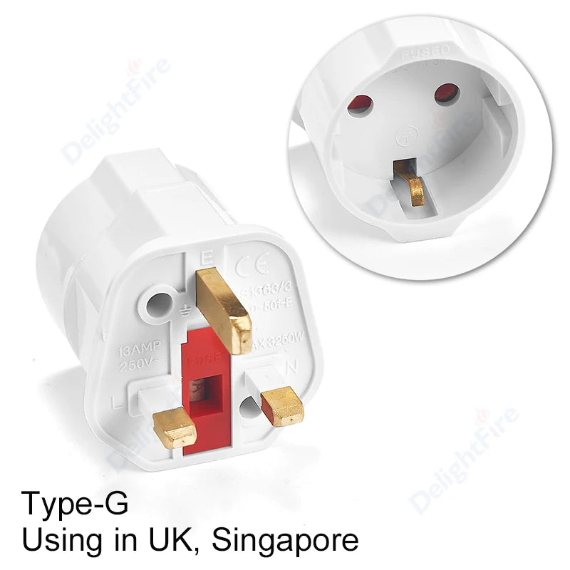 UK Plug Adapter Korea KR Euro European EU To UK British Travel Adapter 3Pin Plug Type G EU AC Converter Socket Power Adaptor