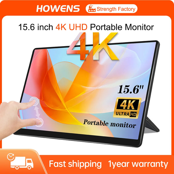 HOWENS 15.6 inch 4K FHD Portable Monitor Touch Screen Dual Speakers HDR IPS RGB Gaming Display for Laptop Switch Xbox PS4/5