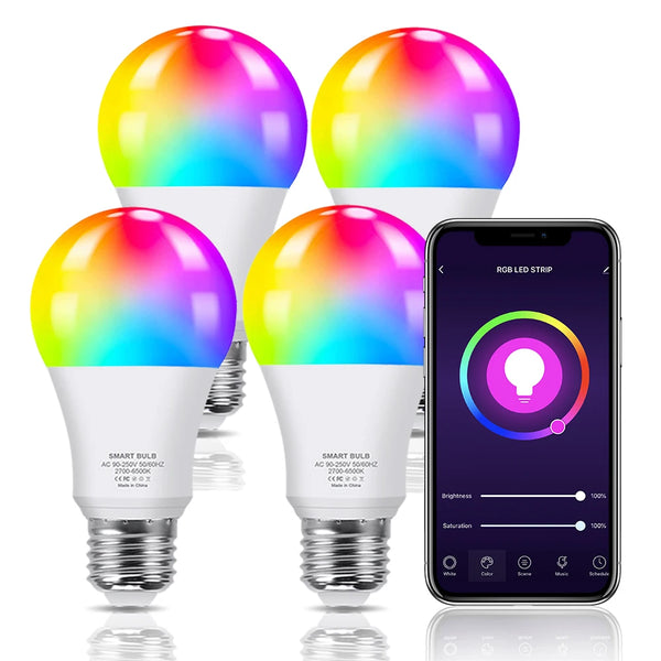 4pcs 18W 15W Zigbee Smart Light Bulb Tuya WiFi Bulb E27 Dimmable LED RGB Lamp Work with Alexa/Google Home Smart Life APP Control