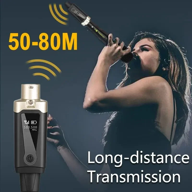 Professional Wireless Microphone System XLR Mic Converter Adapter UHF Automatic Transmitter Setup For Condenser Dynamic Mic