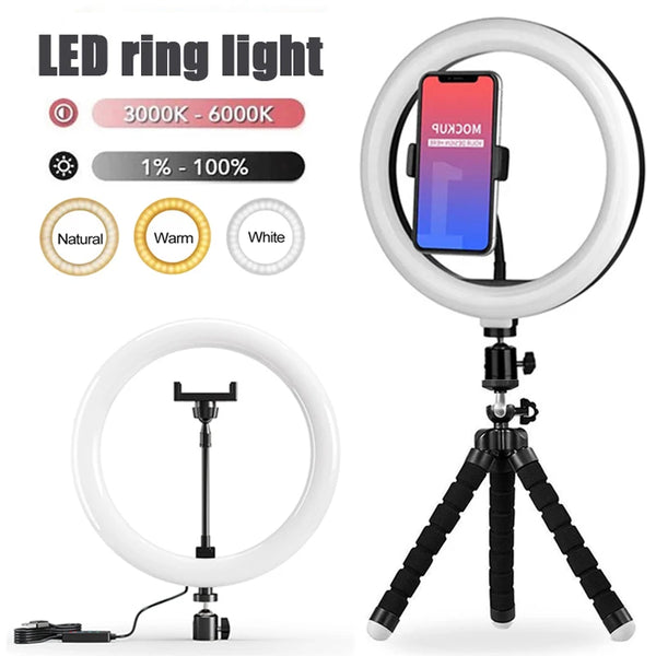 12inch Ring Light with Tripod LED Ring Lamp Light Rim Song Lighting for Photography Selfie Ringlight for Tiktok Video Live Lamp