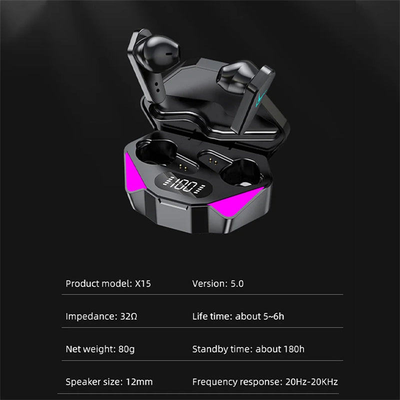 Wireless Gaming Earbuds With Mic Bass Audio Sound Positioning 9D Stereo Music HiFi Headset For Gamer Phone