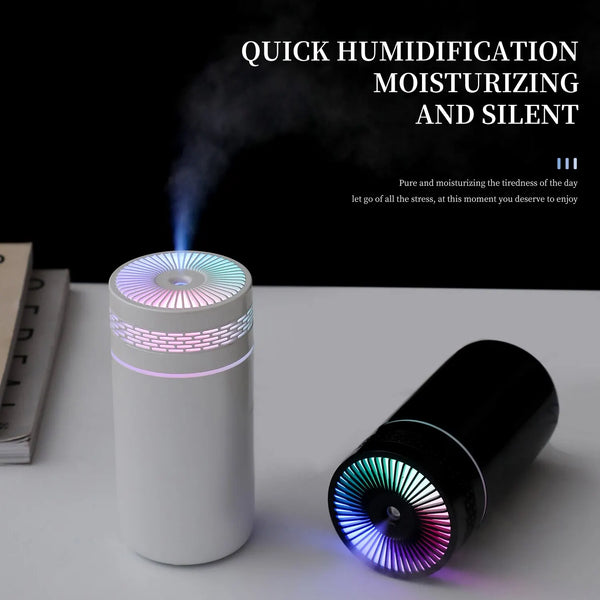 250ML Car Air Humidifier Portable Mini Spray Mist Humidifier with LED Light USB Powered Essential Oil Difffor Bedroom and Travel