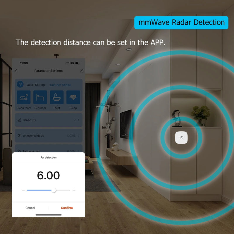 Wifi MmWave Human Presence Motion Sensor With Luminance/Distance Detection Celling/Wall Mount Tuya Smart Life Home Automation