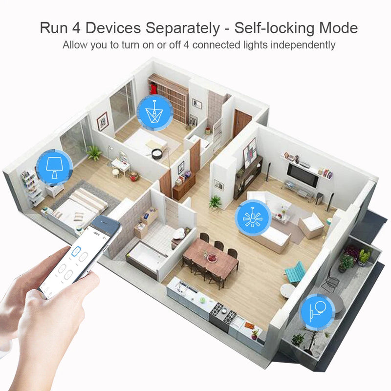 Wifi Smart Light Switch 4CH Mdule DC 5V 12V 24V RF 433 Receiver 10A Relays Work with Alexa Google Assistant Tuya Smart Life