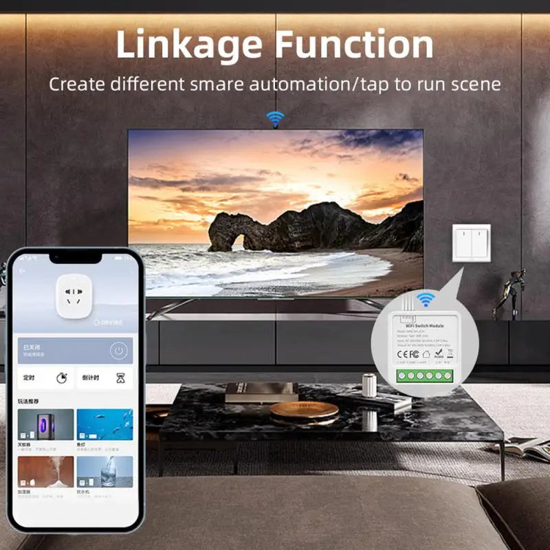 CORUI Tuya WIFI Smart Switch Module Smart Life 1/2/3/4 Gang 2 Way Control Switch Support Alexa Google Home Alice Voice Control