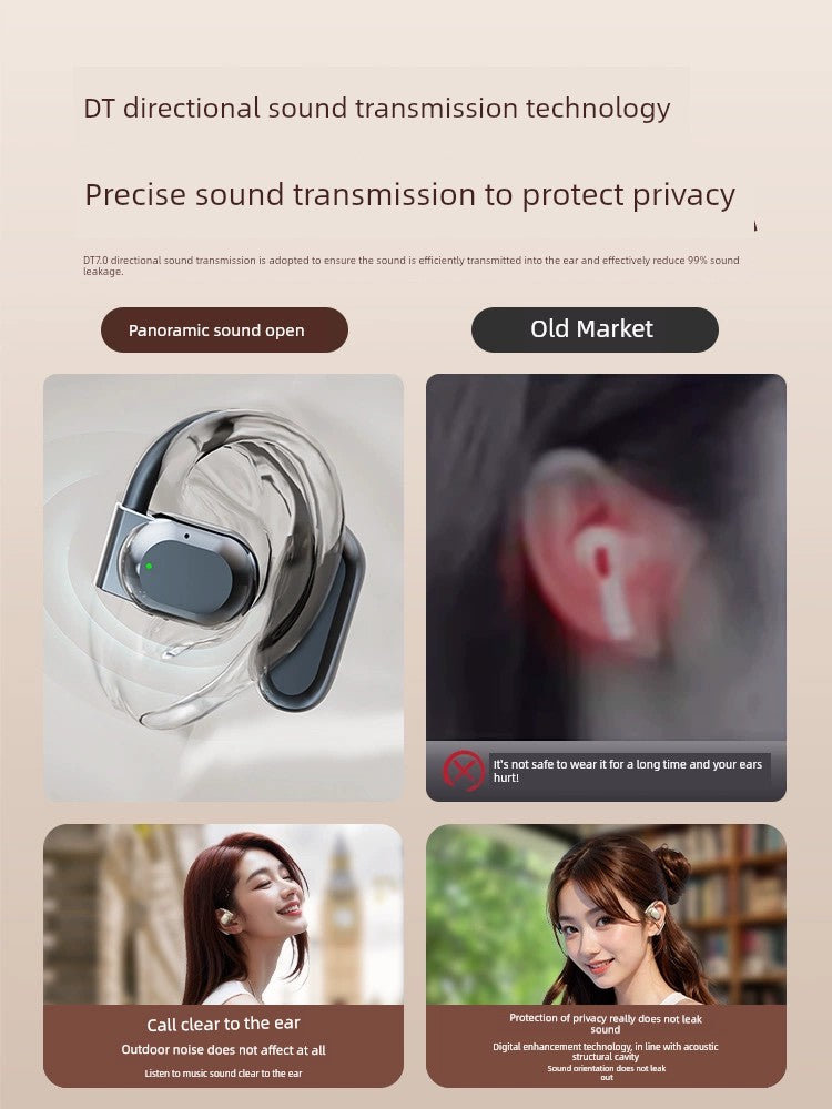 Open Ear-Mounted Bluetooth Headset 2024 New Arrival Non in-Ear High Quality Bone Conduction Wireless Sports Running Dedicated