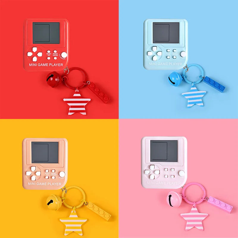 Mini Handheld Game Players Machine Pocket Game Console Built-in 23 Games Use for Key Chain Ring Holder Kids Gift