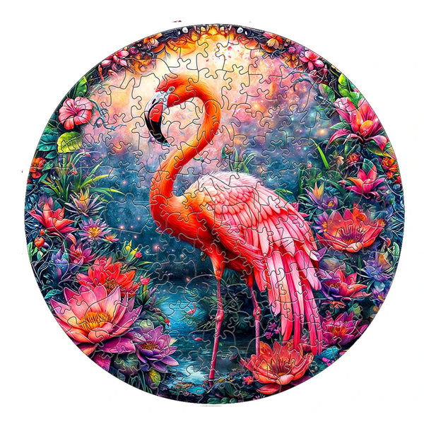 Flamingo Animal Wooden Jigsaw Puzzle For Adults Kids DIY Crafts 3D Puzzle Game With Irregular Animal Pieces Perfect BirthdayGift