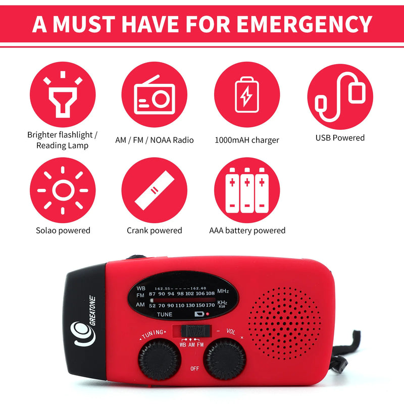 Multifunctional Generator Eletricity 2000mAh SOS Emergency Radio Hand Crank Radio Global receiver LED Torch Reading Light