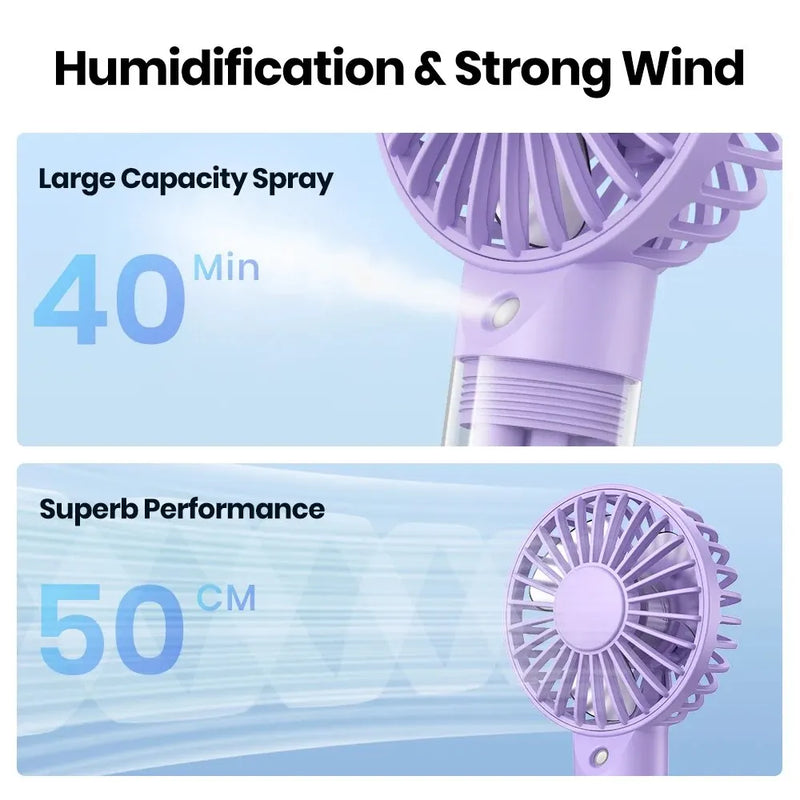 TOPK Mini Portable Fan with Water Mist,2000mAh Capacity& Humidifying Function for Summer Personal Electric Fan USB Fans for Room