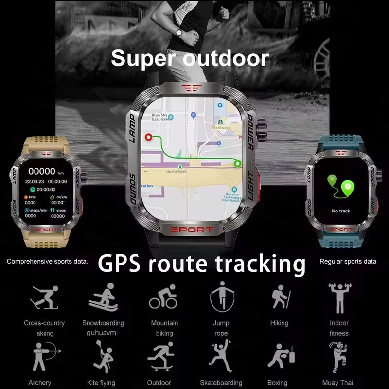 2024 New For Xiaomi Outdoor Military Smartwatch Men GPS Track Bluetooth Call 600Mah Battery Compass LED Lighting Men Smartwatch