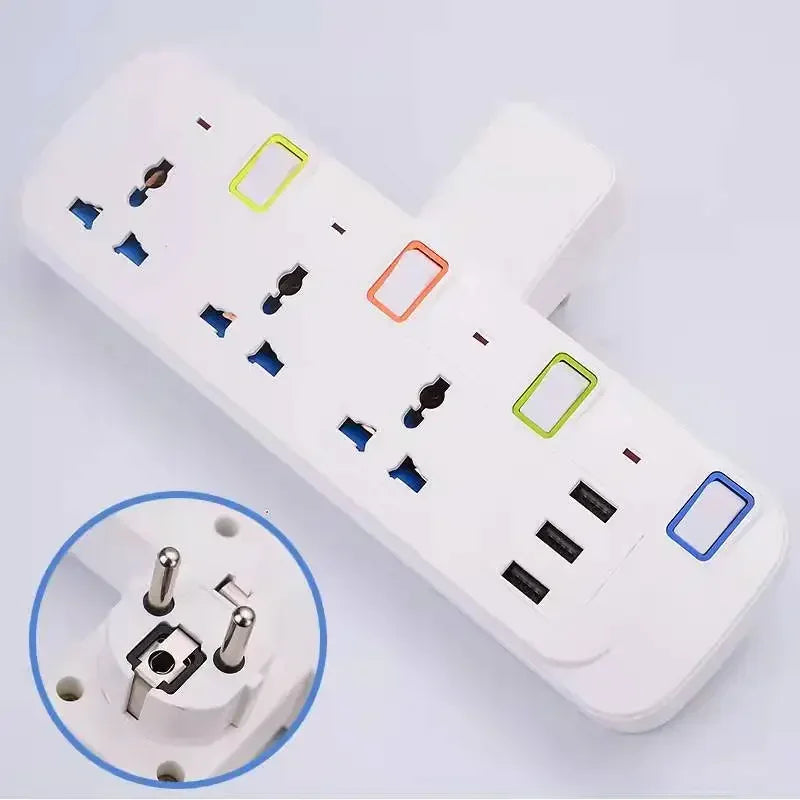 UK EU Plug Multi-Function Extension Socket with 3 USB Ports Wireless Power Strip Universal Jack Converter Adapter