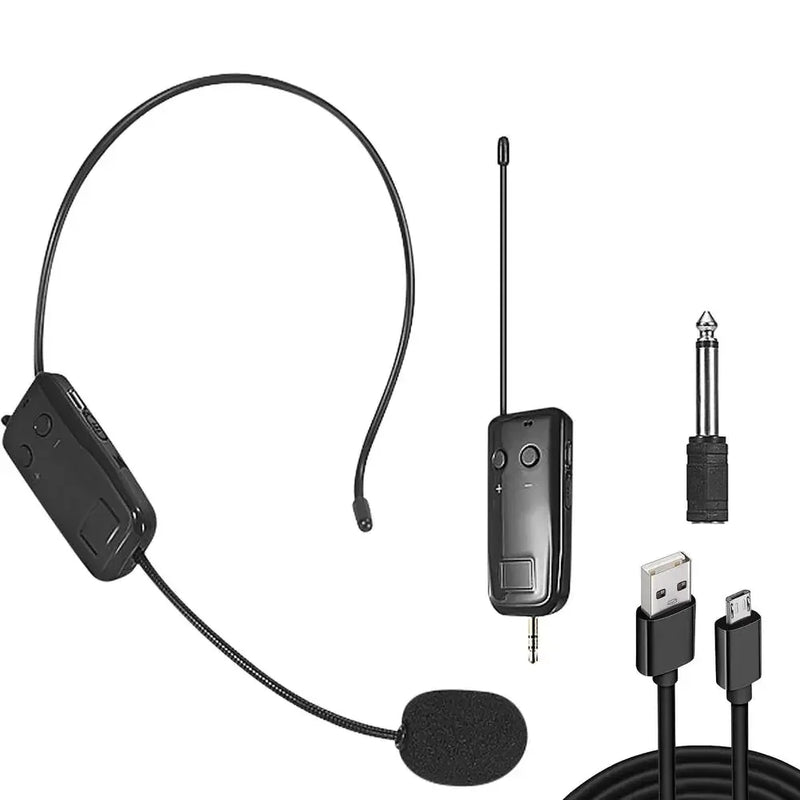 2.4G Head-mounted Wireless Lavalier Microphone Set Transmitter with Receiver for Amplifier Voice Speaker Teaching Tour Guide