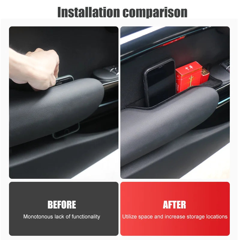 Flocking Car Door Armrest Storage Box Stick Shell for BMW Mini F55 F56 F57 Cooper ABS Phone Wallet Car Storage Slot Decoration