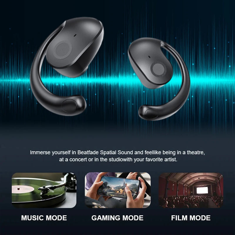 BT 5.3 Ear-Mounted Noise Canceling Sports Bluetooth Earphones Fitness Wireless Earbuds Ball Shape Earhook Gaming Headphone